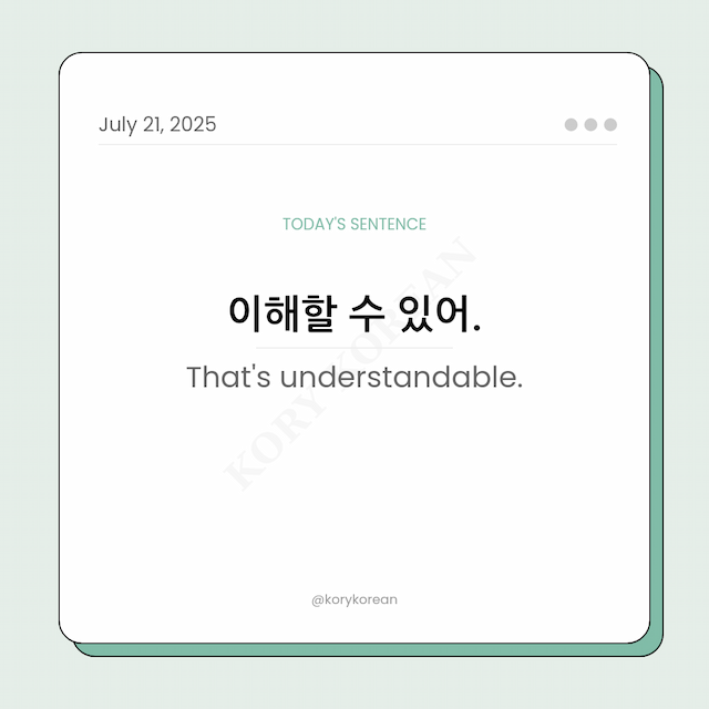 How to say That's understandable in Korean