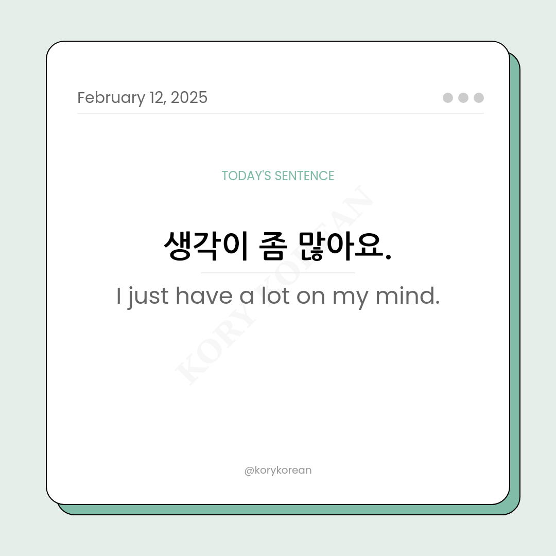 How to say “I just have a lot on my mind.“ in Korean